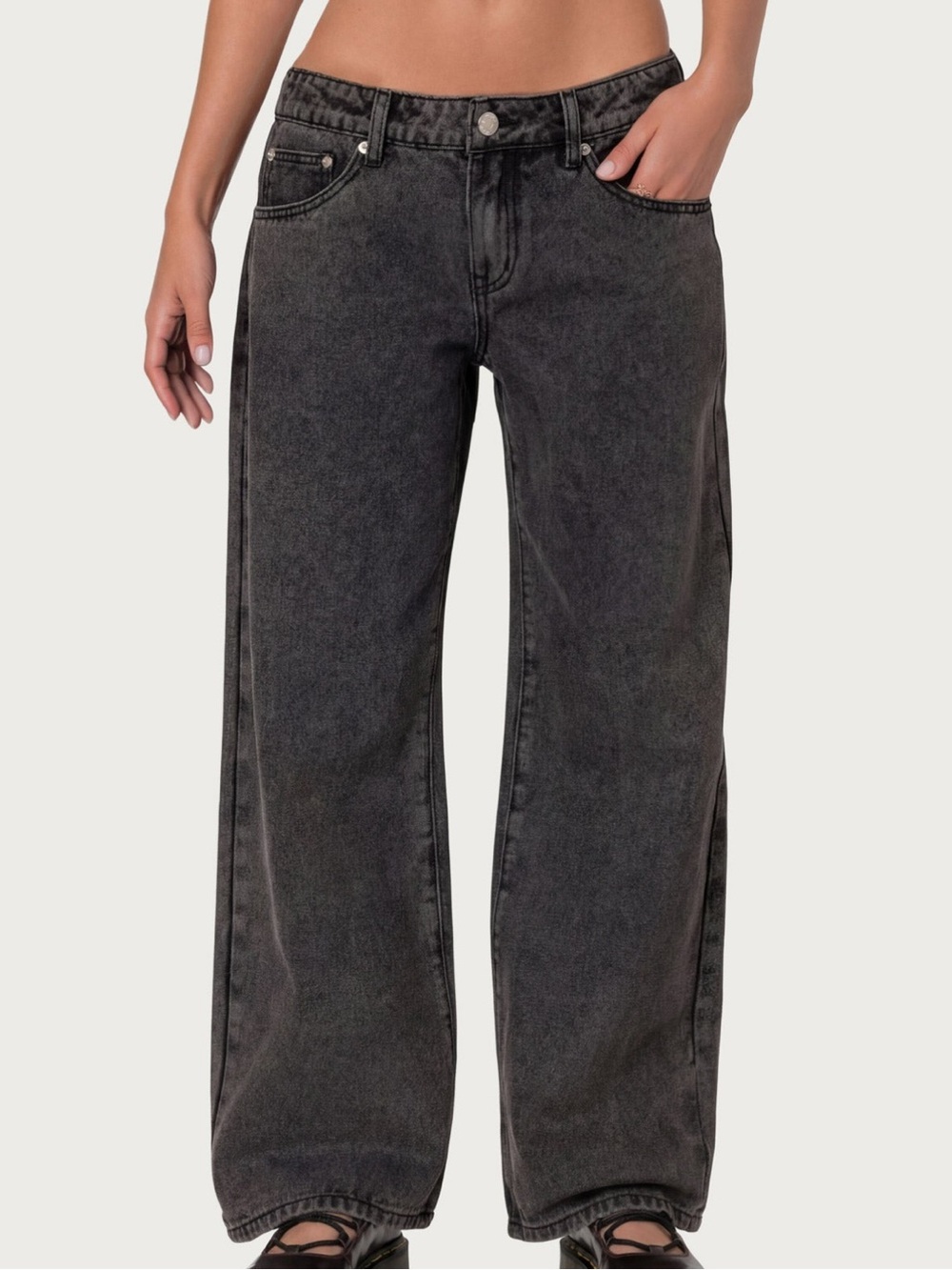 Edikted petite raelynn washed low rise baggy jeans
